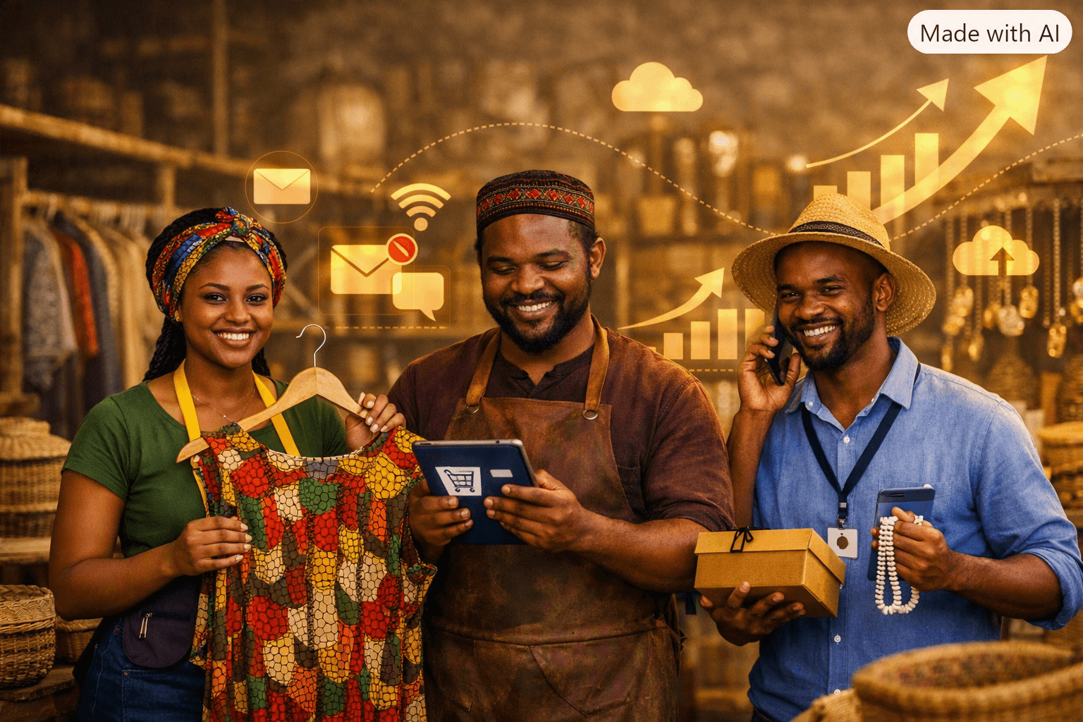 Artisans et vendeurs camerounais développant leur activité avec ArtisanConnect